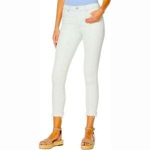 Jessica Simpson Adored High Rise Ankle White Jean Size‎ 4 raw frayed hems cotton